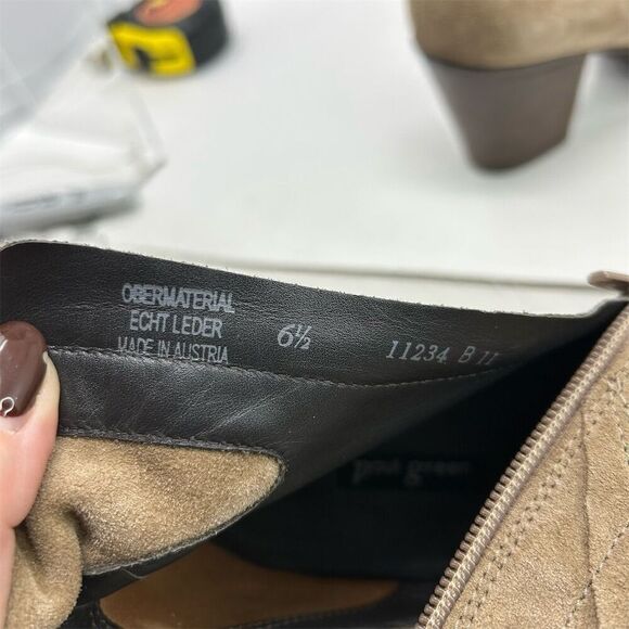 Paul Green Taupe Light Brown Suede Ankle Booties Size 6.5 Casual Block Heel - Picture 12 of 12